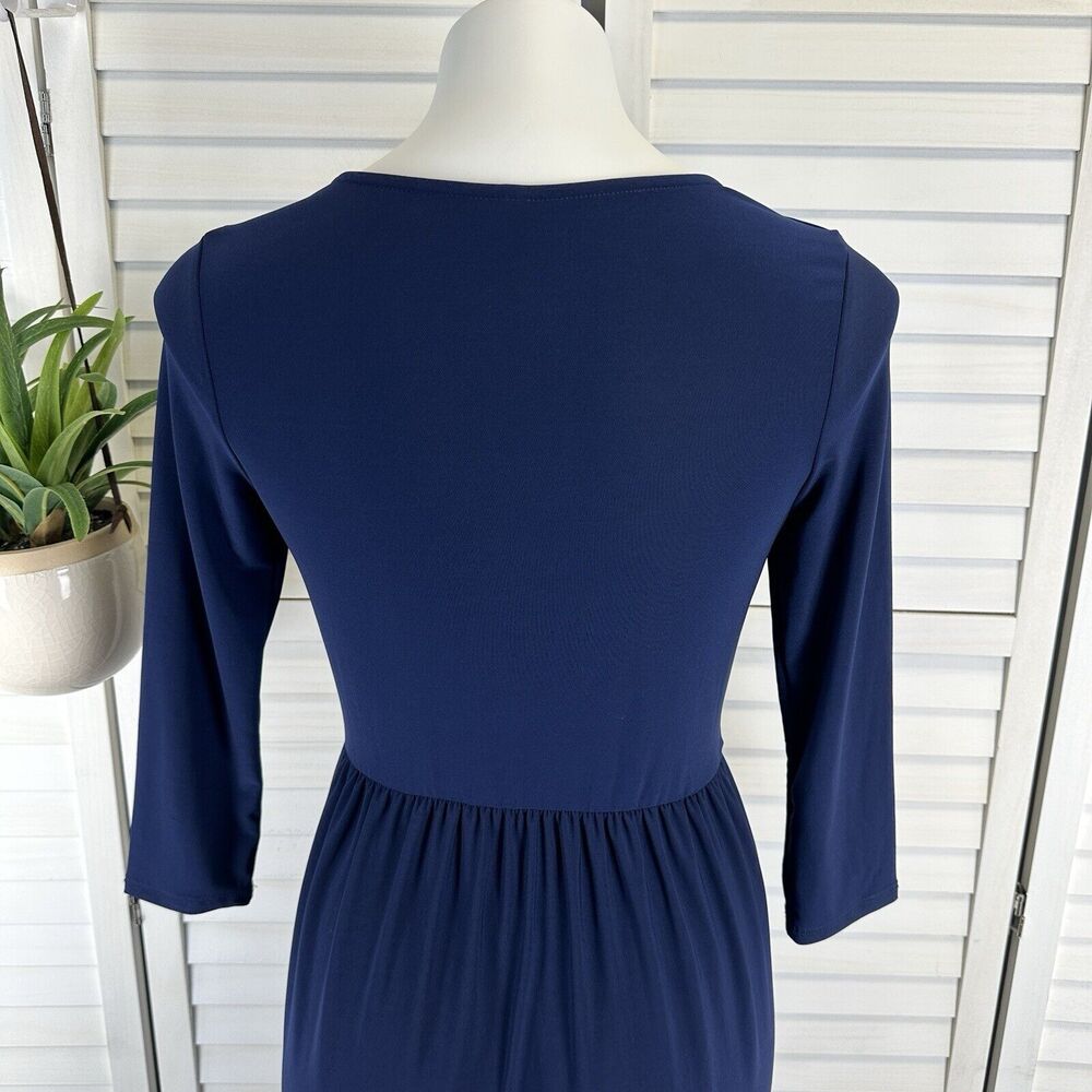 Gilli Navy Blue Layered Surplice A-Line Dress Stretch Knit USA Made Size M - Picture 6 of 9
